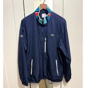 Lacoste Sport Dark Blue Full Zip Track Jacket Men's XL Multicolor Collar